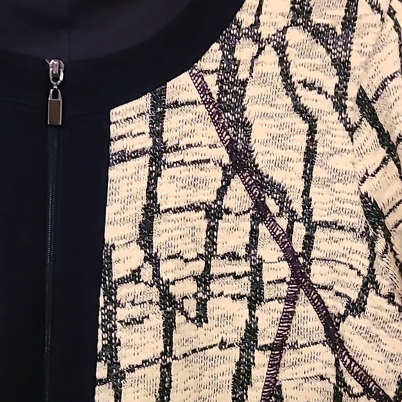 Picadilly ivory & black cracked glass look dress Sz M - Picture 3 of 8